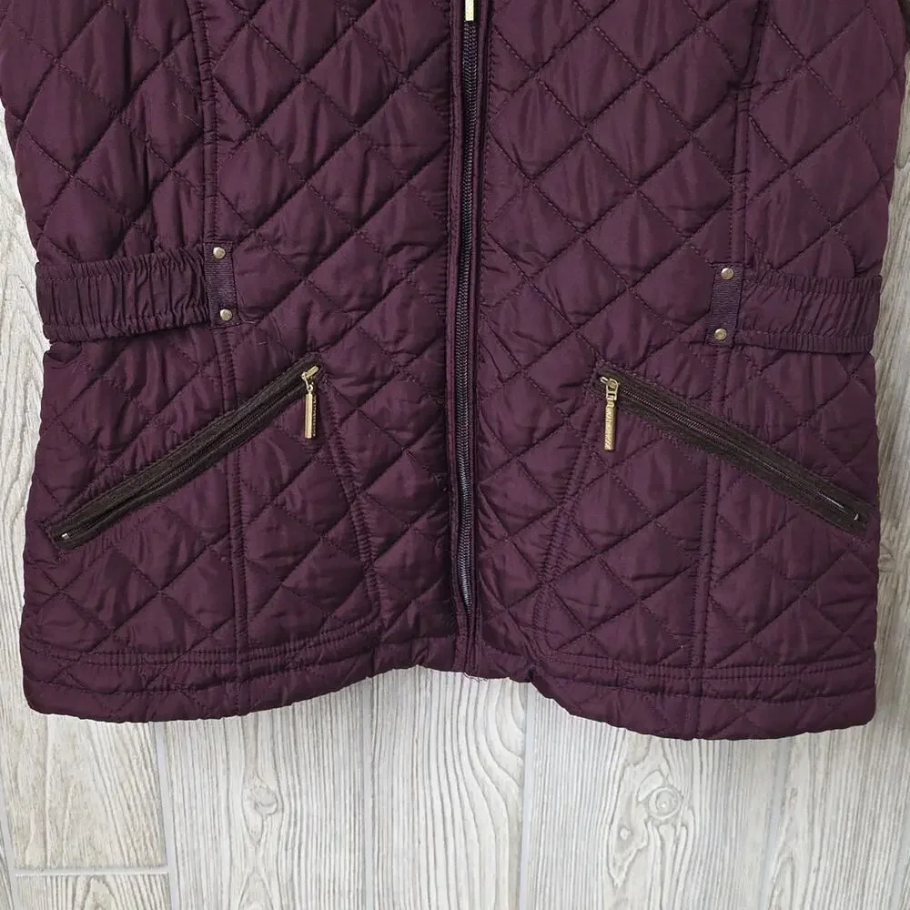 Weatherproof Ultra Soft Lining Quilted Dark Purple Vest Womens Size Small